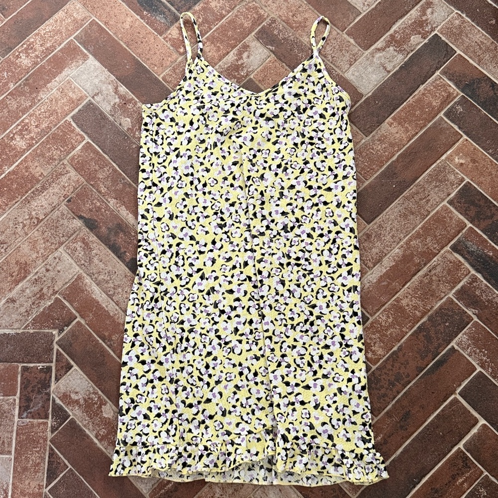 Vero Moda Yellow and Black Floral Midi Dress